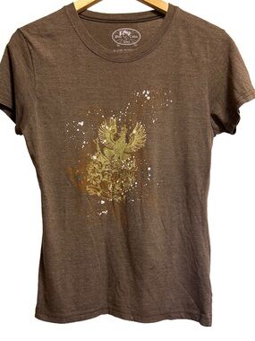 Vintage Blue Collar Girl Y2K Phoenix Graphic Baby Tee Brown Micro Fit Top XL